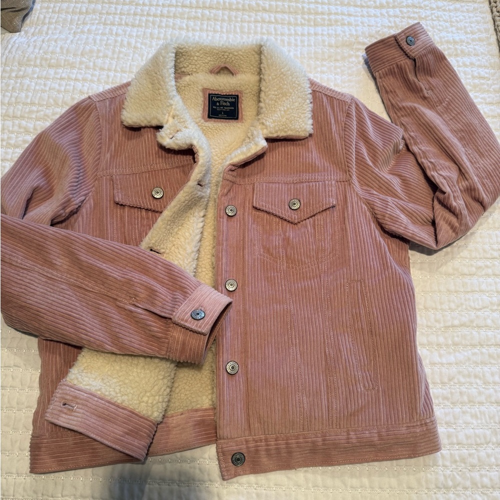 Abercrombie & Fitch Pink Corduroy Jacket with Cream Lining